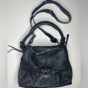 Camilla Alves Black Leather Converse Crossbody Handbag EUC